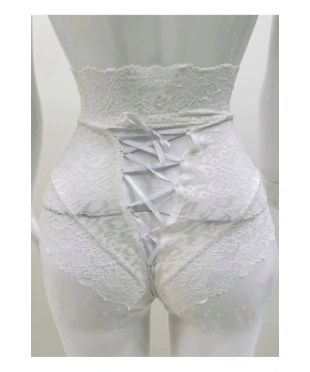 Ekru Dantelli Yüksek Bel Külot Venüs-k1012