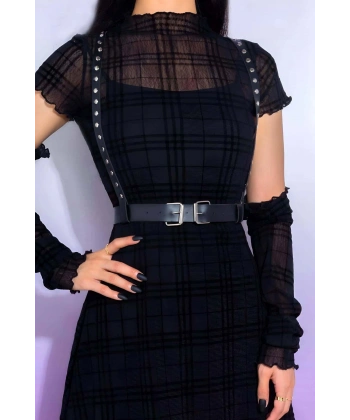 Elbise Üzerine Sık Siyah Deri Kemer - Brf817