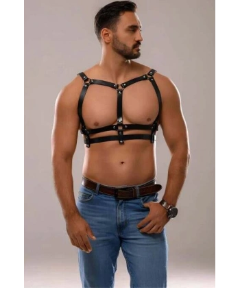 Erkek Deri Seksi Göğüs Harness - Brfm138