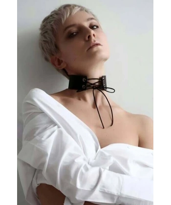 İpli Bağlamalı Deri Choker Tasma - Brf900