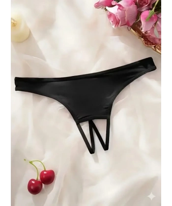 Kadın Siyah Ağ Bölgesi Açık Külot