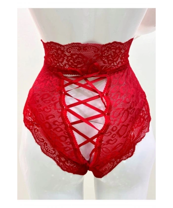 Kırmızı Dantelli Yüksek Bel Külot Venüs-k1011