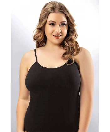 Kota Bayan İp Askılı Siyah Battal Atlet 6091