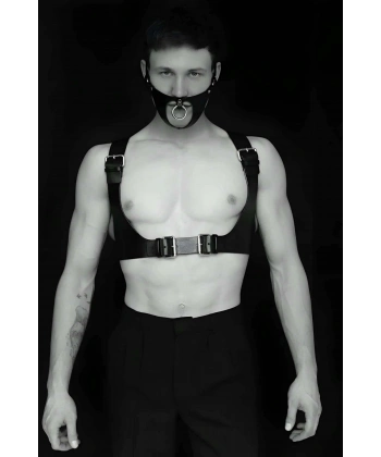 Seksi Deri Göğüs Ve Maske Harness - Brfm112