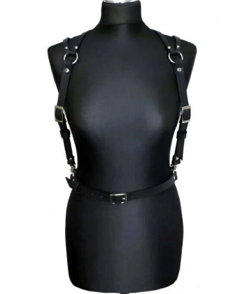 Seksi Deri Omuzdan Baglamalı Göğüs Harness - Brf916