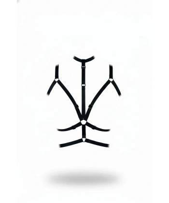 Siyah Göğüs Harness Ayarlanabilir Elastik Kafes Detaylı - Brf137