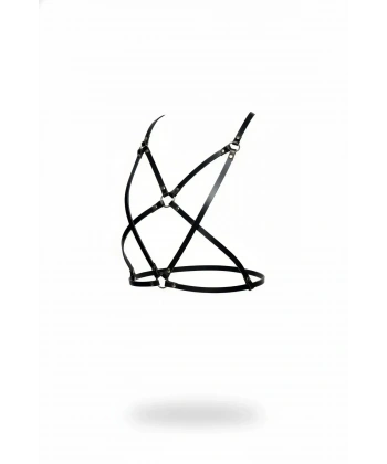 Siyah Göğüs Harness Deri Ayarlanabilir Metal Halkalı - Brf181