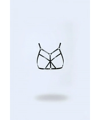 Siyah Göğüs Harness Suni Deri Çapraz Bağlamalı - Brf265