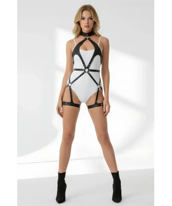 Siyah Harness Takım Deri Vücut Tokalı Aksesuar - Brf1331