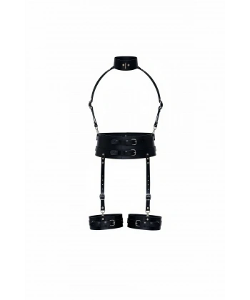 Siyah Harness Takım Geniş Bel Boyunluk Detaylı - Brf1031