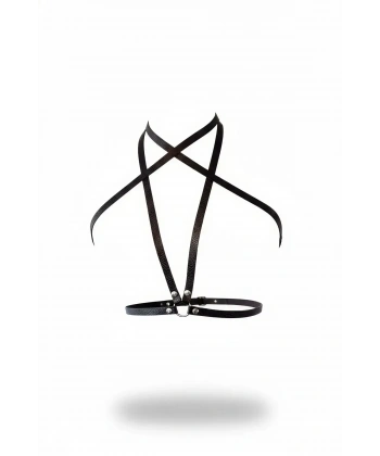 Siyah Kadın Kemer Deri Çapraz Bantlı Vücut Aksesuarı - Brf15