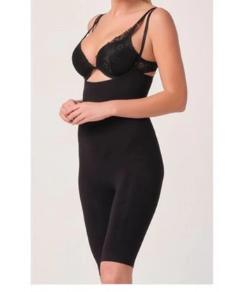 Siyah Kadın Paçalı Boy Dikişsiz Korse - 751