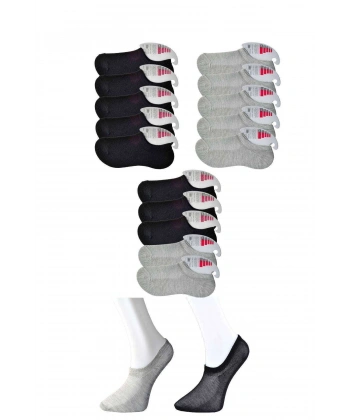 Siyah Ve Gri Kadın Görünmez Çorap 15 Çift