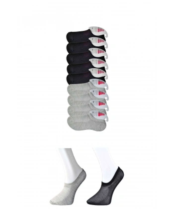 Siyah Ve Gri Kadın Görünmez Çorap 9 Çift