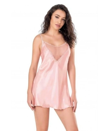 Somon Kısa Saten Gecelik 8111