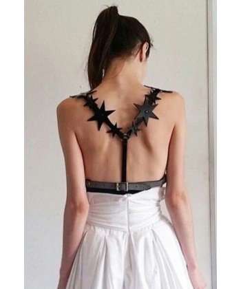 Yıldız Detaylı Şık Deri Kemer Harness - Brf634