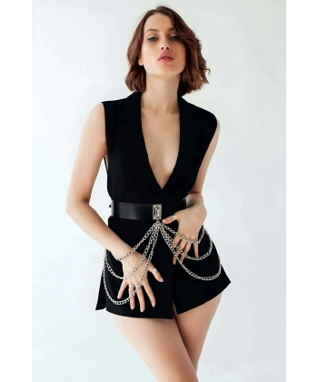 Zincirli Deri Bel Kemer Harness - Brf904