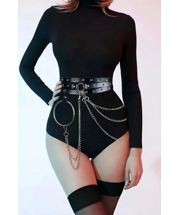 Zincirli Fantezi Deri Harness - Brf731