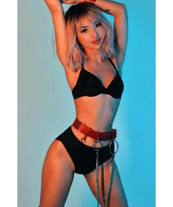 Zincirli Seksi Deri Şık Kemer Harness - Brf779