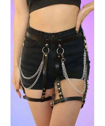 Zincirli Seksi Jartiyer Harness - Brf958