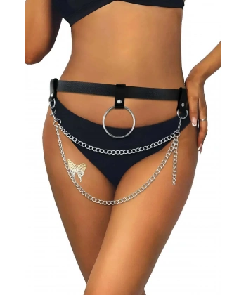 Zincirli Şık Deri Bel Harness - Brf923