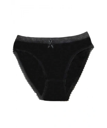 Şahinler Kadın İçin Dantel Kenarlı Siyah Renk Bikini Külot B223