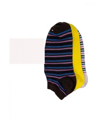 Srfn Kadın Patik Çorap 3 Lü  Çizgili  Desen