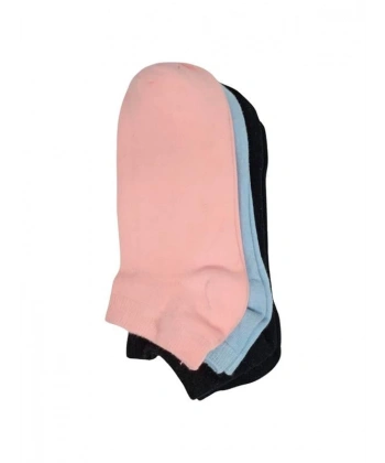 Srfn Kadın Patik Çorap 3 Lü Düz Renkli