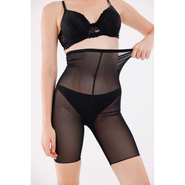 Freshness 0007 Lazer Kesim Tül Yüksek Bel Şort Korse