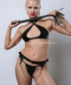 Ağı Açık Deri Fantezi Sütyen Takım, Kırbaçlı Deri Sütyen Takım - Brf1349