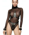 Bayan Fantazi İç Giyim, Zincirli - Kelepçeli Deri Harness Takım - Brf1232