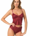 Beruflic  Bordo Jakarlı Babydoll Şort Takımı