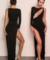 Beruflic Derin Dekolteli Uzun Yırtmaçlı Elbise