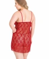 Büyük Beden Kırmızı Kısa Tül Gecelik