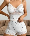 Dantelli Siyah Kalpli Şortlu Pijama Takımı
