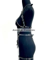 Deri Body Harness, Zincir Ve Kelepçeli Fantezi İç Giyim - Brf1098
