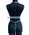Deri Body Harness, Zincir Ve Kelepçeli Fantezi İç Giyim - Brf1098