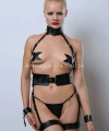 Deri Fantezi Giyim, Kelepçeli Slave Harness Takım - Brf1338
