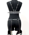 Erotik Deri Jartiyer Harness Takım, Kadın Fantezi İç Giyim - Brf1220