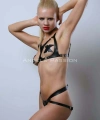 Göğüsleri Açık Şık Deri Sütyen Harness Takım, Fantezi Deri İç Giyim - Brf1101