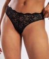 Golshan Gcolors Brazillian Külot, Kadın Dantelli Siyah Brezilyan Külot