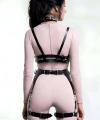 Halkalı Göğsü Açık Deri Jartiyer Harness Takım - Brf1231