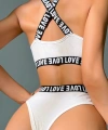 Kadın Beyaz Çapraz Sırt Ve Love Yazı Detaylı Iç Çamaşır Takımı