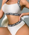 Kadın Beyaz Çapraz Sırt Ve Love Yazı Detaylı Iç Çamaşır Takımı