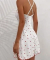 Kadın Beyaz Kırmızı Kalp Desenli Askılı  Elbise 5066