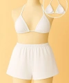 Kadın Beyaz Şortlu Belden Ve Boyundan Bağlamalı Bikini Takımı