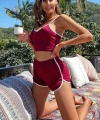 Kadın Bordo Askılı Crop Top Ve Şortlu Gecelik Takım