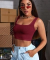 Kadın Bordo Kalın Askılı Crop Top Büstiyer
