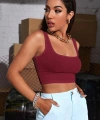 Kadın Bordo Kalın Askılı Crop Top Büstiyer
