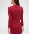 Kadın Bordo Kaşkorse Balıkçı Yaka Uzun Kollu Bodycon Mini Elbise